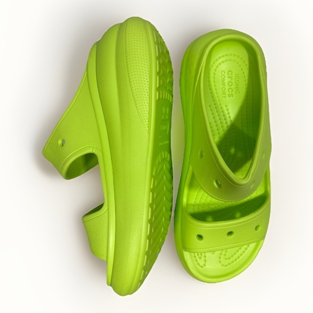 Crocs Classic Crush Sandal Platform Slide Limeade Green Women 8 Mens 6 Roomy Fit